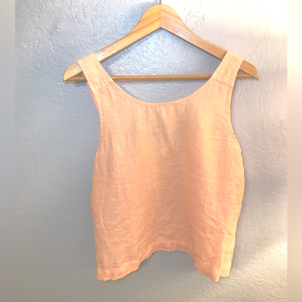 Button Strap Linen Cropped Top Lou & Grey Pink Medium